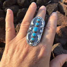 Load image into Gallery viewer, Navajo Sterling Silver  Turquoise 5 Stone Ring