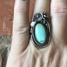 Load image into Gallery viewer, Navajo Royston Turquoise &amp; Sterling Silver Ring Size 5. By Artist R. H