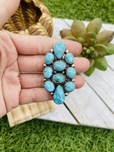 Load image into Gallery viewer, Navajo Turquoise &amp; Sterling Silver Cluster Adjustable Ring