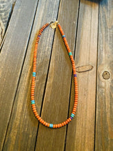 Load image into Gallery viewer, Navajo Apple Coral, Multi Turquoise &amp; Sterling Silver Beaded Necklace