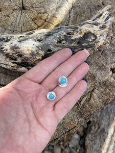 Navajo Bright Blue Turquoise & Sterling Silver Stud Earrings Stamped 925