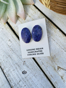 Navajo Charoite And Sterling Silver Post Earrings