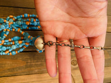 Load image into Gallery viewer, Navajo Turquoise, Spiny &amp; Sterling Silver 6-Strand Beaded Necklace