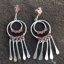 Load image into Gallery viewer, Vintage Navajo Sterling Silver Natural Red Coral Dangle Earrings