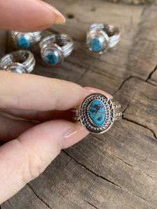 Navajo Kingman Turquoise & Sterling Silver Braided Ring