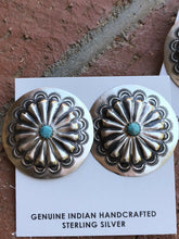Load image into Gallery viewer, Navajo Sterling Silver &amp; Turquoise Concho Earrings