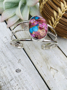 Navajo Pink Dream Mohave & Sterling Silver Cuff Bracelet