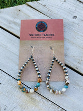 Load image into Gallery viewer, Navajo Sterling Silver Pearl, Turquoise &amp; Spiny Oyster Spice Beaded Multi stone Earrings
