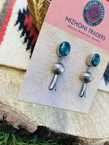 Navajo Abalone and Sterling Silver Blossom Dangle Earrings
