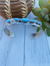 Load image into Gallery viewer, Navajo Sterling Silver &amp; Turquoise Five Stone Cuff Bracelet Signed