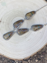 Load image into Gallery viewer, Ribbon Turquoise And Sterling Silver Necklace And Earring Set Stamped And Signed