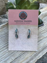 Load image into Gallery viewer, Navajo Sterling Silver &amp; Turquoise Crescent Circle Post Earrings