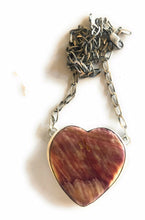 Load image into Gallery viewer, Navajo Purple Spiny And Sterling Silver Heart Necklace Signed
