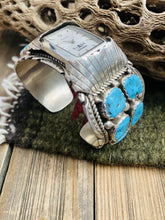 Load image into Gallery viewer, Vintage Old Pawn Navajo Kingman Turquoise &amp; Sterling Silver Watch Cuff