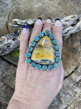 Load image into Gallery viewer, Navajo Turquoise &amp; Bumble Bee Cluster Jumbo Ring Size 7
