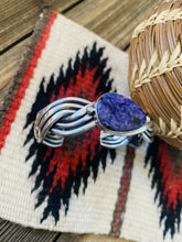 Load image into Gallery viewer, Navajo Charoite &amp; Sterling Silver Braided Cuff Bracelet Signed