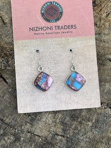 Navajo Sterling Silver Purple Dream Dangle Earrings Signed