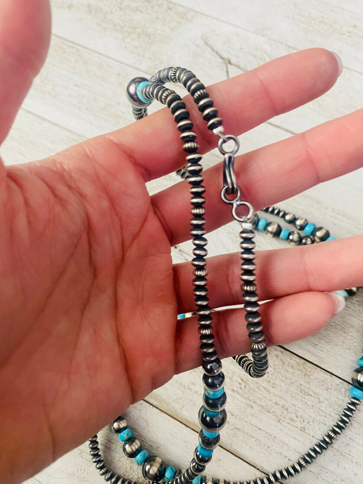 Navajo Turquoise & Spiny Spice Sterling Silver Beaded Necklace 20 inch –  Amanda Radke