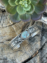 Load image into Gallery viewer, Navajo Golden Hills Turquoise Sterling Silver Bracelet Cuff By Artist Piasso