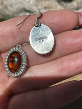Load image into Gallery viewer, Navajo Sterling Silver and Bead Dot Style Amber Dangle Earrings
