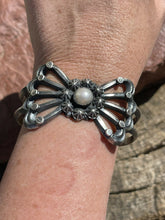Load image into Gallery viewer, Navajo Sterling Silver Cuff Pearl Bracelet By Chimney Butte Signed