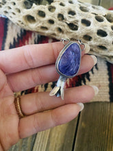 Load image into Gallery viewer, Navajo Sterling Silver &amp; Charoite Blossom Necklace Signed