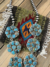 Load image into Gallery viewer, Navajo Natural Kingman &amp; Sterling Silver  Cluster Necklace