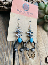 Load image into Gallery viewer, Navajo Turquoise &amp; Sterling Silver Naja Cross Dangle Earrings By Kevin Billah