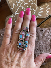 Load image into Gallery viewer, Navajo 6 stone Pink Dream Mojave &amp; Sterling Silver Ring Size 7