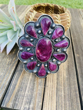 Load image into Gallery viewer, Stunning Navajo Sterling Silver &amp; Purple Spiny Cluster Cuff Bracelet Signed