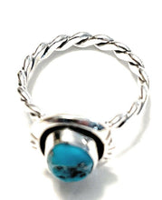 Load image into Gallery viewer, Navajo Sterling Silver Kingman Turquoise Rope Ring