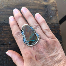 Load image into Gallery viewer, Navajo Ribbon Turquoise And Sterling Silver Ring Size 6.5 Signed