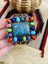 Load image into Gallery viewer, Amazing Navajo Multi Stone &amp; Sterling Silver Cuff Bracelet Signed