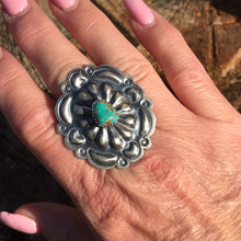 Load image into Gallery viewer, Navajo Sterling Silver Turquoise Concho Ring Sz 5.5