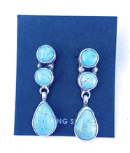 Load image into Gallery viewer, Navajo Sterling Silver and Turquoise Dangle Earrings Signed