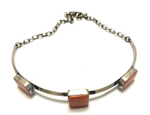 Load image into Gallery viewer, Navajo Sterling Silver 3 Stone Spiny Choker Necklace 16 Inch