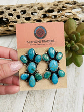 Load image into Gallery viewer, Navajo Sterling Silver &amp; Royston Turquoise Cluster Post Earrings Signed