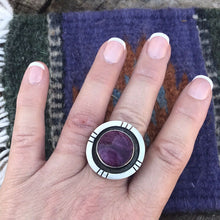 Load image into Gallery viewer, Navajo Purple Spiny Oyster &amp; Sterling Silver Ring Size 5.5 Signed &amp; Stamped