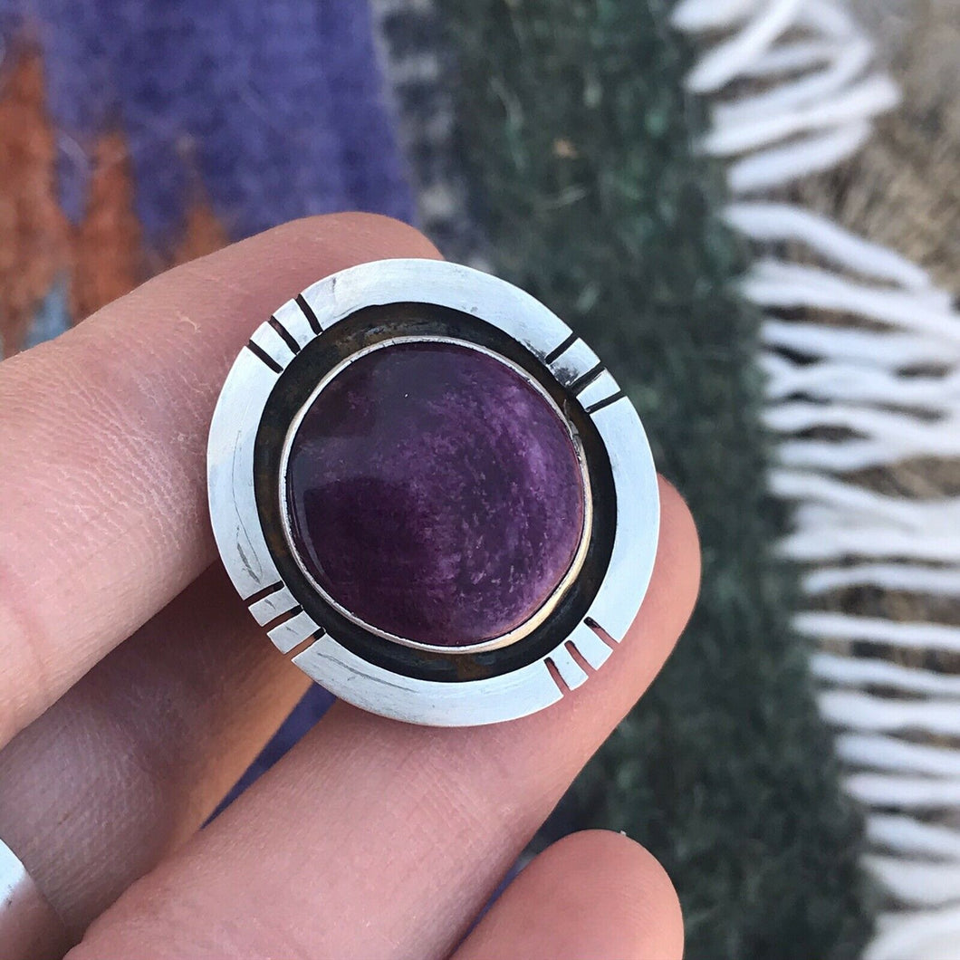 Navajo Purple Spiny Oyster & Sterling Silver Ring Size 5.5 Signed & Stamped