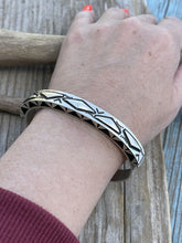 Load image into Gallery viewer, Leander Tahe Hand Stamped Sterling Navajo Bracelet Signed