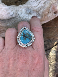 Navajo Royston Turquoise & Sterling Silver Southwest Styling Ring Size 7