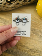 Load image into Gallery viewer, Zuni Sun Face Multi Stone And Sterling Cross Stud Earrings