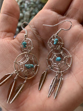 Load image into Gallery viewer, Feather Turquoise Sterling Silver Dangles