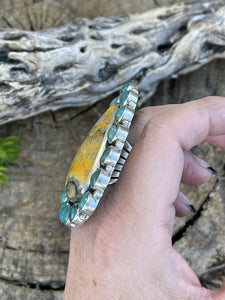 Navajo Turquoise & Bumble Bee Cluster Jumbo Ring Size 7