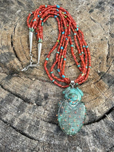 Load image into Gallery viewer, Vintage Old Pawn Navajo Natural Coral Beaded &amp; Turquoise Necklace