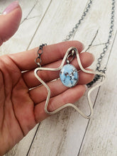 Load image into Gallery viewer, Navajo Golden Hills Turquoise &amp; Sterling Silver Star Necklace Signed