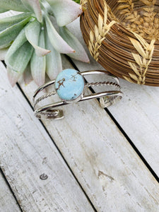 Navajo Golden Hills Turquoise Sterling Silver Cuff Bracelet