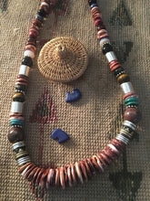 Load image into Gallery viewer, Rose Singer Spiny Oyster Shell &amp; Sterling Silver Beaded Heishi Necklace