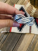Load image into Gallery viewer, Navajo Orange Spiny &amp; Sterling Silver Braided Cuff Bracelet Signed
