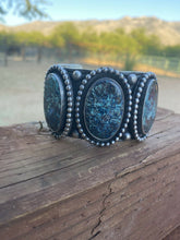 Load image into Gallery viewer, Navajo Sterling Silver &amp; Natural Azurite  Cuff Bracelet By Chimney Butte